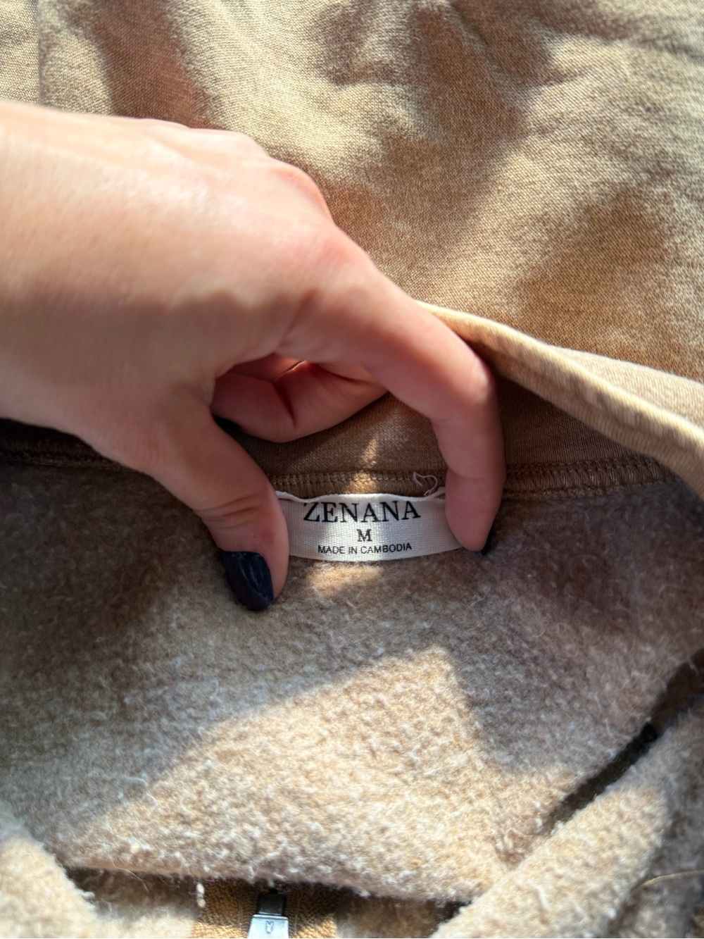 Zenana Outfitters Taupe Half-Zip Cowl Pullover - Picture 3 of 3